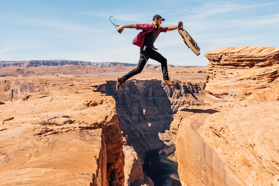 Abound in faith by jumping across a gorge